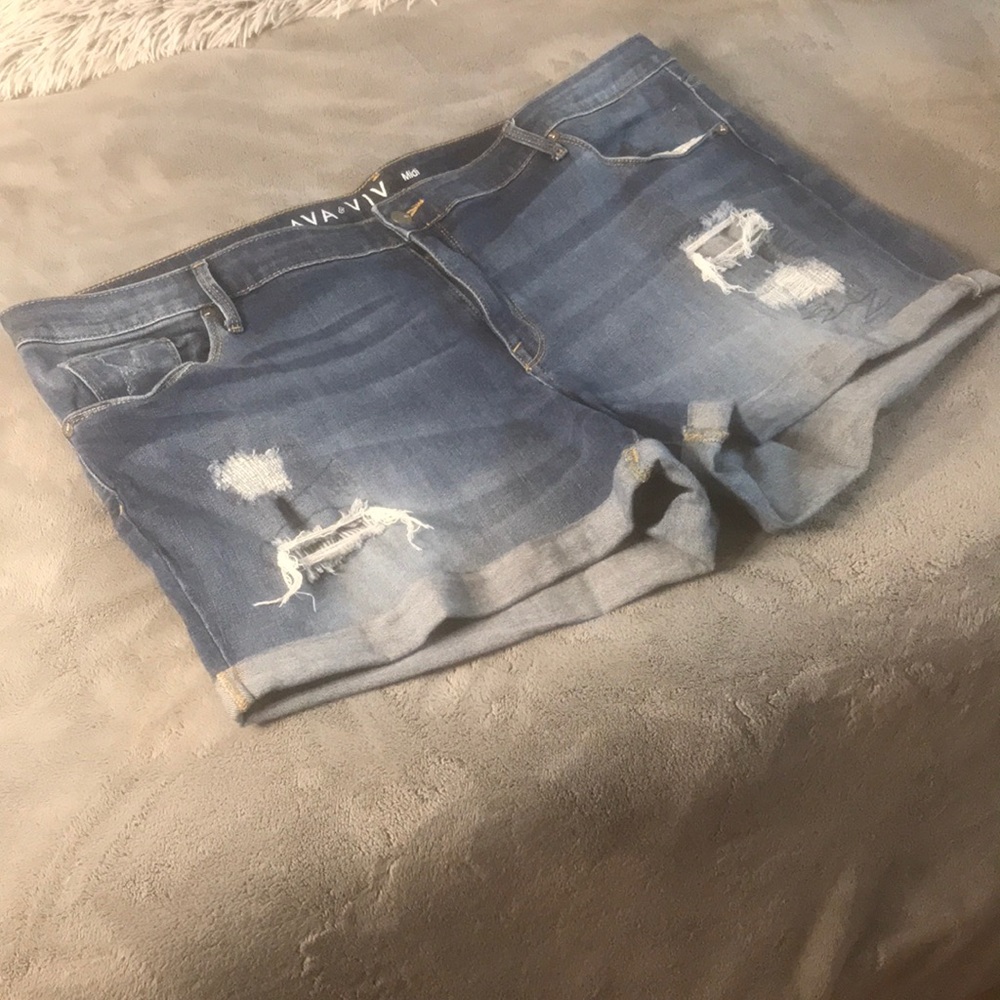 Ripped jean shorts